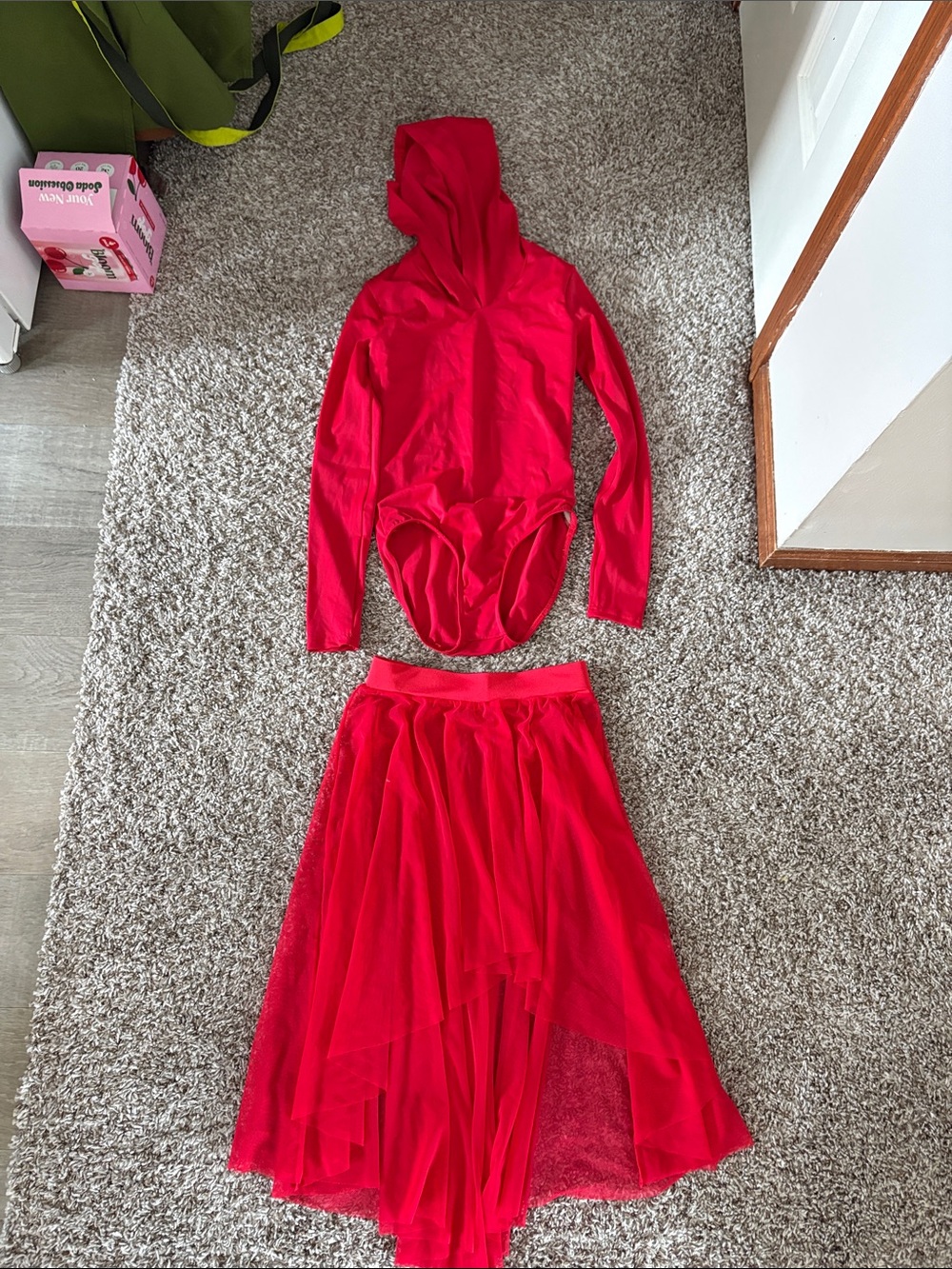balera Bright Red Dancewear Set with Matching Skirt